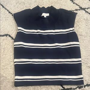 Escada Navy and White Striped Sleeveless Top